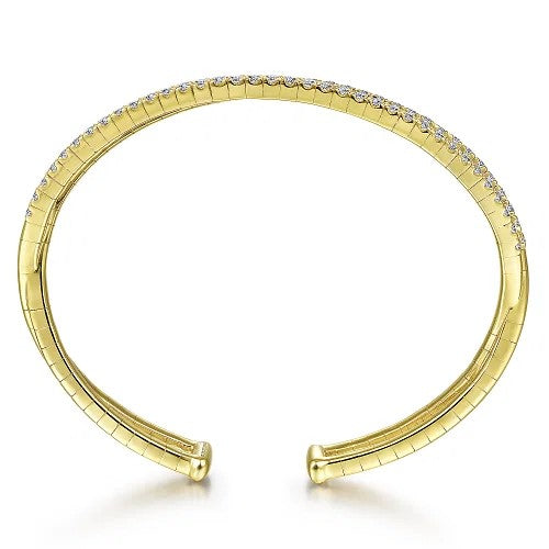 14K Yellow Gold Split Diamond Cuff