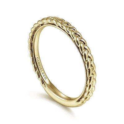 14K Yellow Gold Braided Stackable Ring