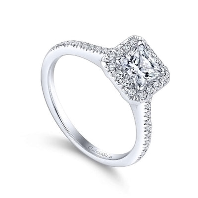 Patience - 14K White Gold Princess Halo Diamond Engagement Ring