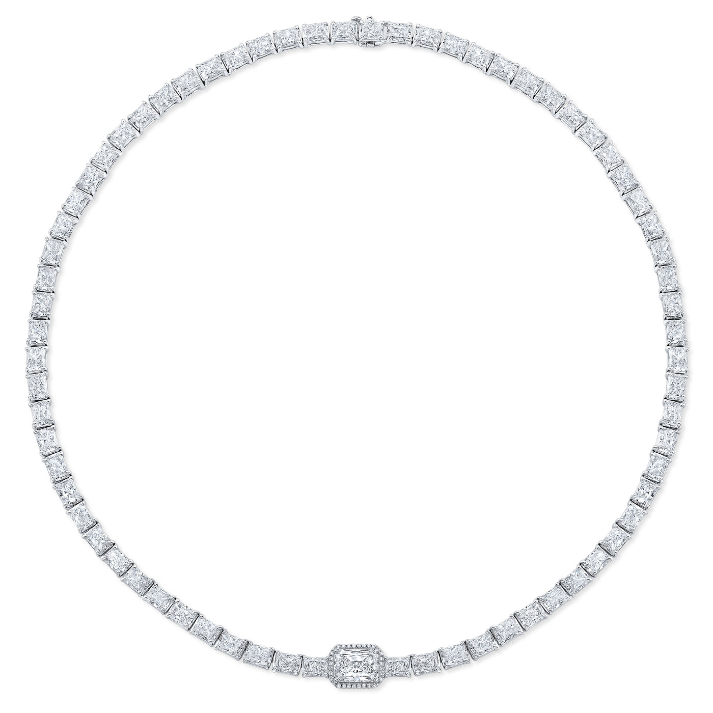 Radiant-Cut Diamond Line Necklace in 18kt White Gold