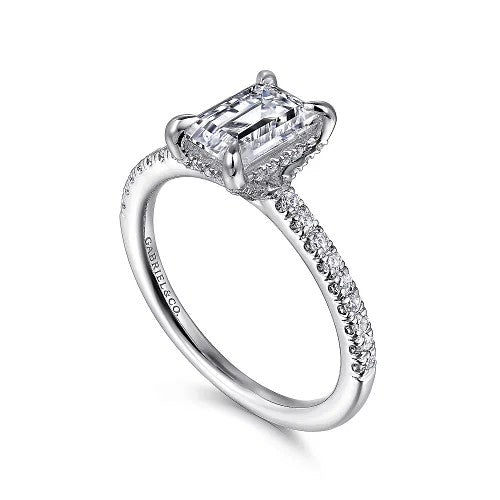 Franka - 14K White Gold Emerald Cut Diamond Engagement Ring (Setting Only)