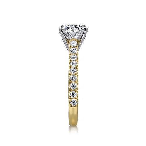 14K White-Yellow Gold Round Diamond Engagement Ring