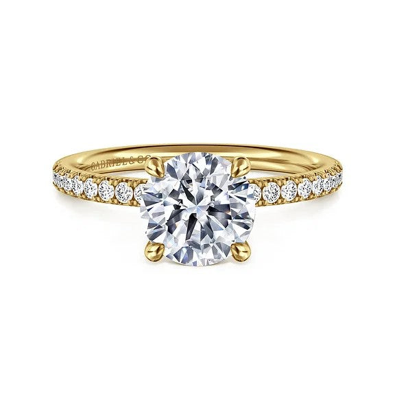 Twain - 14K Yellow Gold Round Diamond Engagement Ring (Setting Only)