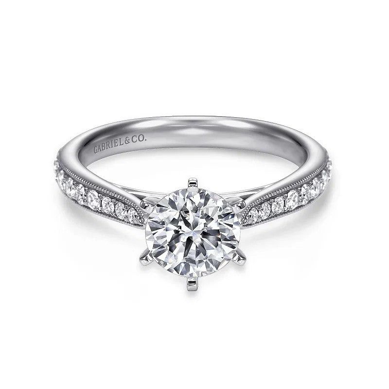 14K White Gold Round Diamond Engagement Ring