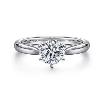 Cassie - 14K White Gold Round Diamond Engagement Ring (Setting Only)