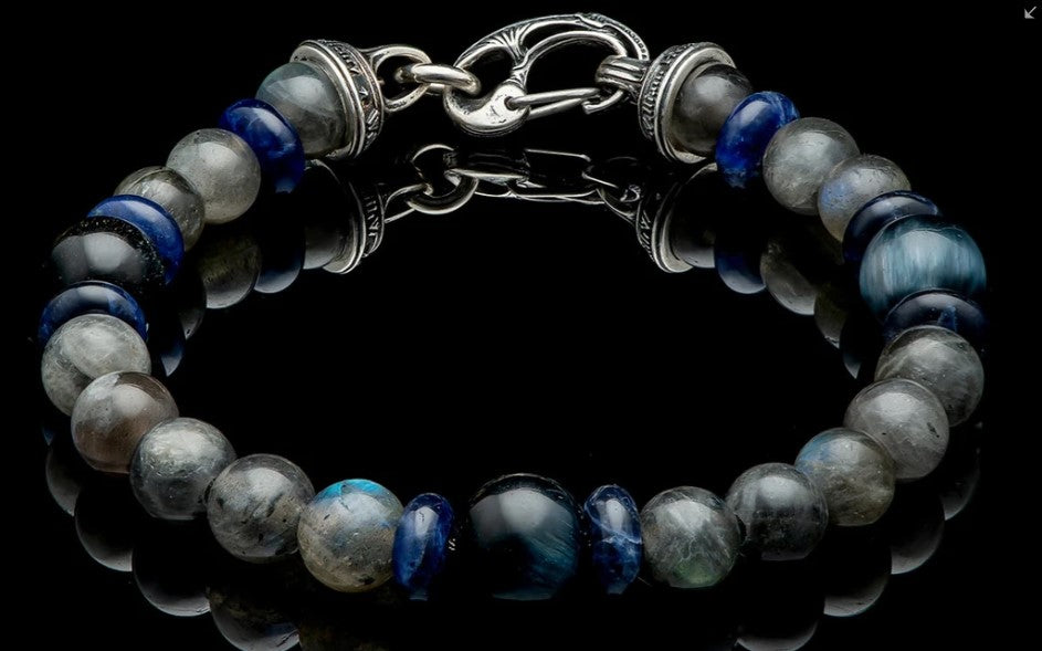 Magician Beaded Bracelet with Sodalite, labradorite and blue tiger eye