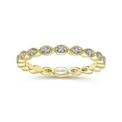 14K Yellow Gold Marquise Station Diamond Stackable Ring