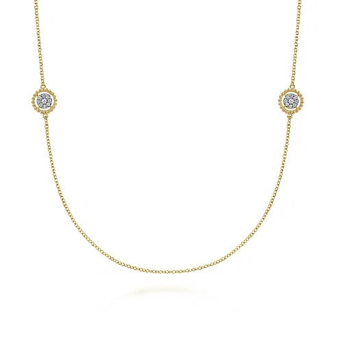 14K Yellow Gold Bujukan Double Sided Diamond Station Necklace