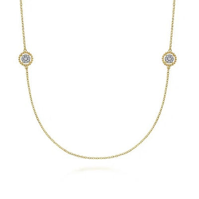 14K Yellow Gold Bujukan Double Sided Diamond Station Necklace