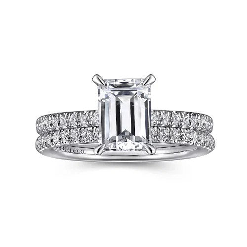 Franka - 14K White Gold Emerald Cut Diamond Engagement Ring (Setting Only)