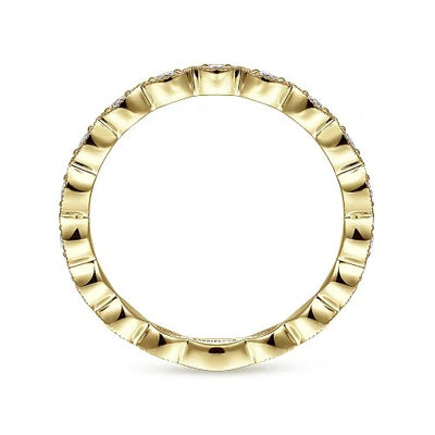 14K Yellow Gold Marquise Station Diamond Stackable Ring