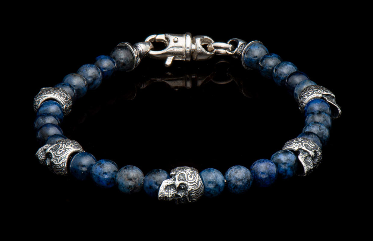 Blue Hawk Beaded bracelet with Sterling silver and blue dumortierite