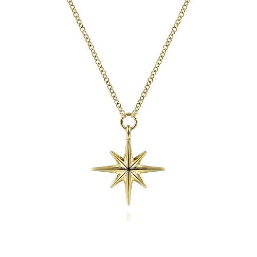 14K Yellow Gold Star Pendant Necklace