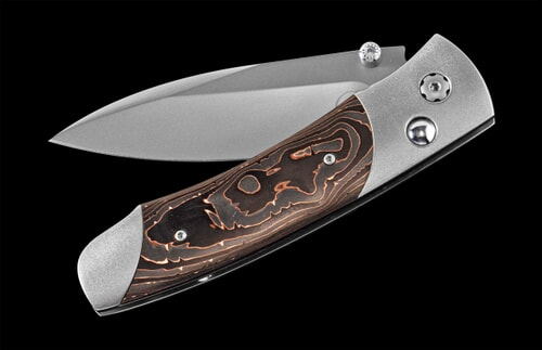 Titanium pocketknife with stainless blade and carbon fiber