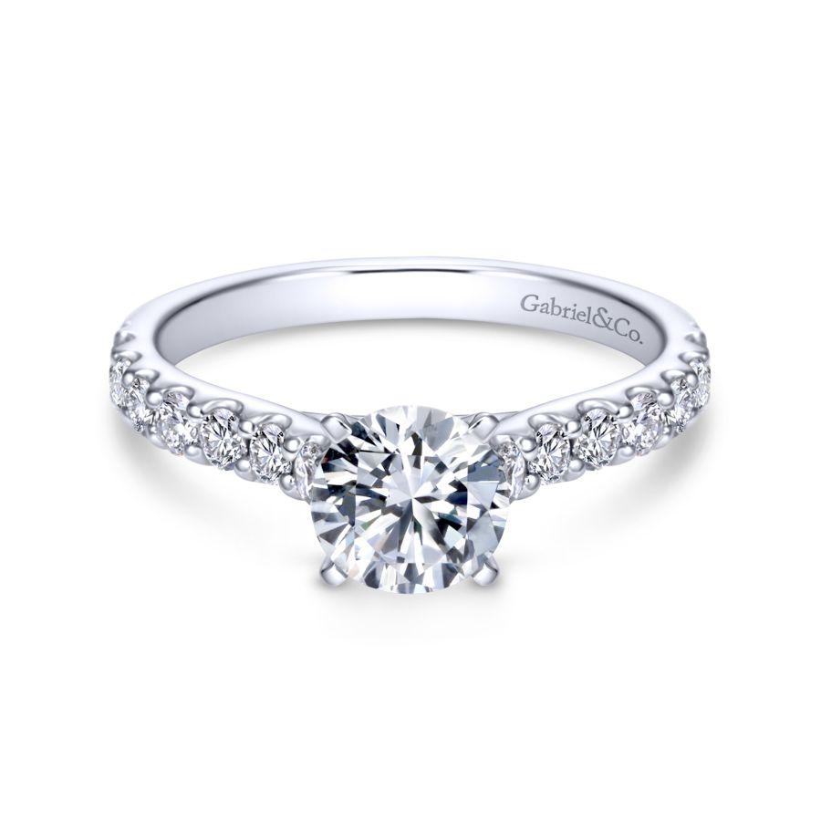 14K White Gold Round Diamond Engagement Ring