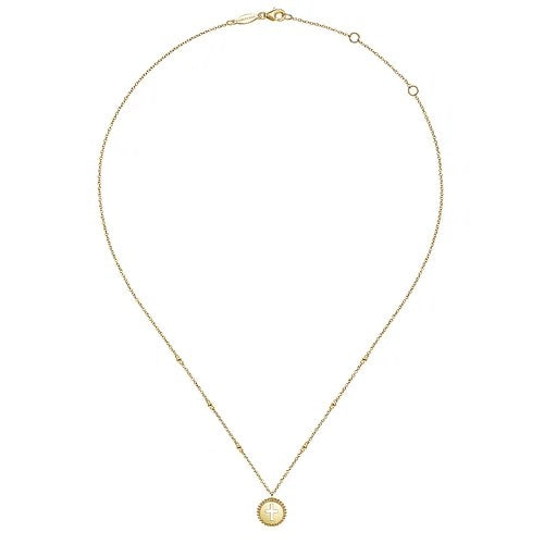 14K Yellow Gold Bujukan Cross Pendant Necklace