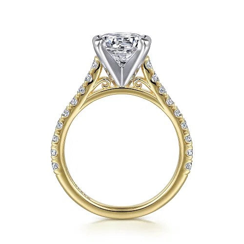 14K White-Yellow Gold Round Diamond Engagement Ring