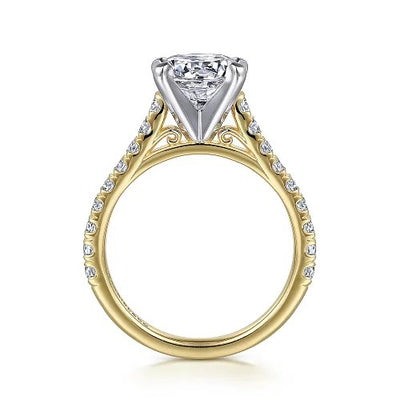 14K White-Yellow Gold Round Diamond Engagement Ring