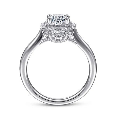 Jada - 14K White Gold Oval Halo Diamond Engagement Ring (Setting Only)