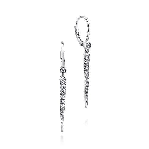 14K White Gold Peek A Boo Spike Diamond Earrings