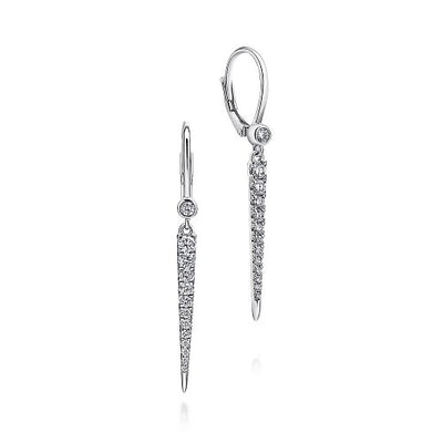 14K White Gold Peek A Boo Spike Diamond Earrings