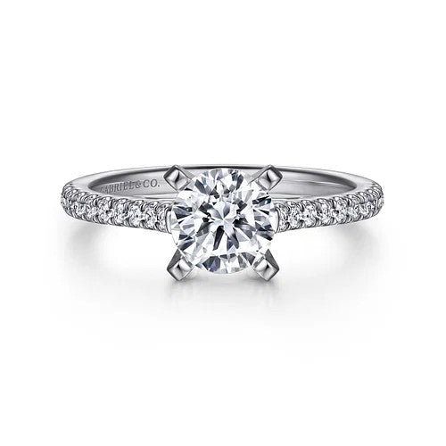 14K White Gold Round Diamond Engagement Ring