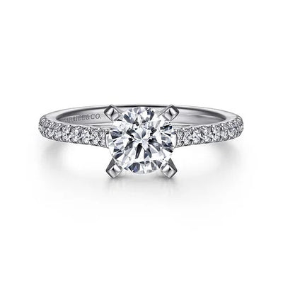 14K White Gold Round Diamond Engagement Ring