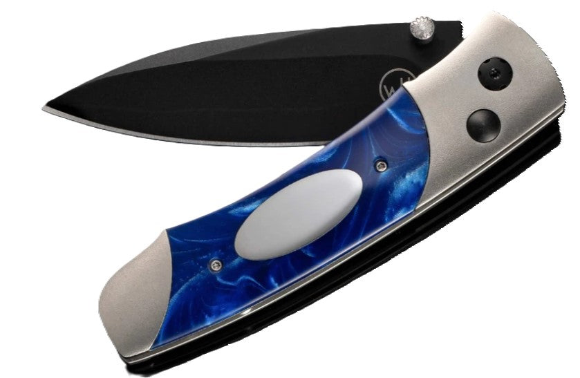 Titanium and Blue Kirinite Pocket Knife