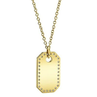 0.40CT DIAMOND DOG TAG NECKLACE