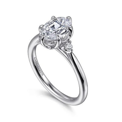 Blaise - 14K White Gold Oval Three Stone Diamond Engagement Ring (Setting Only)