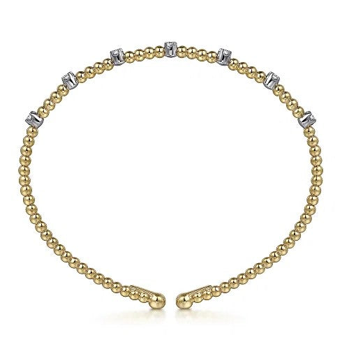 14K White-Yellow Gold Bujukan Diamond Stations Bangle