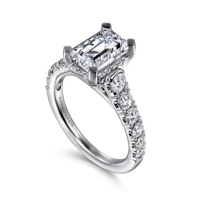 Piper - 14K White Gold Emerald Cut Diamond Engagement Ring (Setting Only)