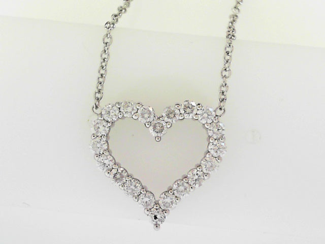 14KWG 1.00CTW FOF RD DIA HEART NECKLACE