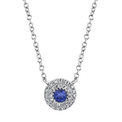 0.10CT DIAMOND & 0.12CT BLUE SAPPHIRE NECKLACE