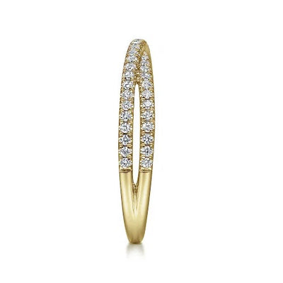 14K Yellow Gold Criss Cross Diamond Stackable Ring