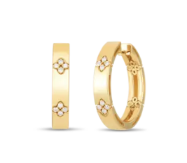 18k Yellow Gold 0.12cttw Diamond Love in Verona Hoop Earrings