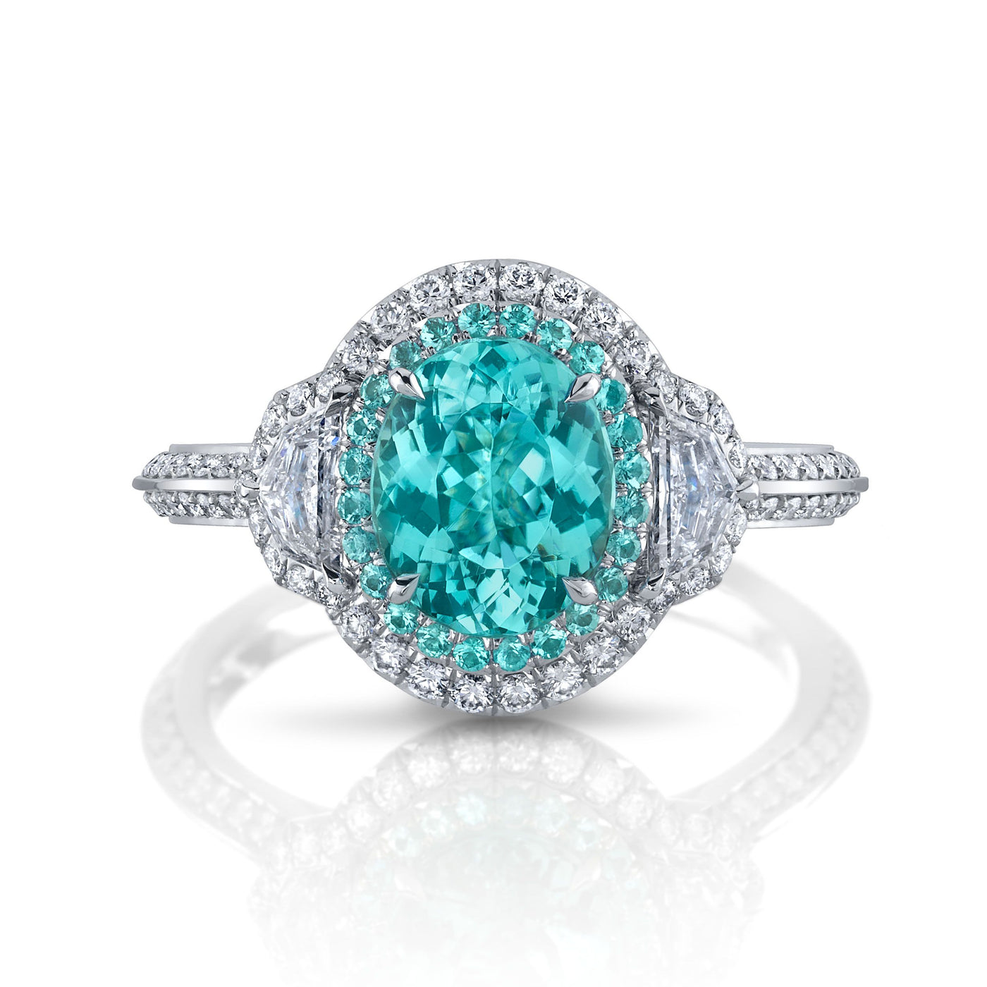 Platinum Oval Paraiba Tourmaline & Diamond Ring