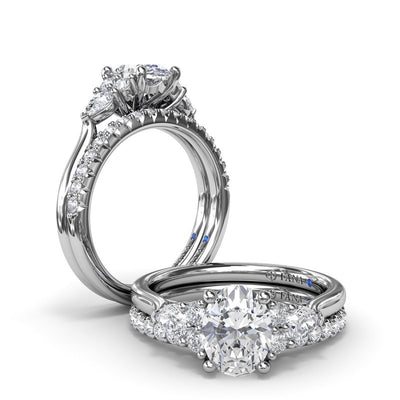 Pear Side Cluster Diamond Engagement Ring