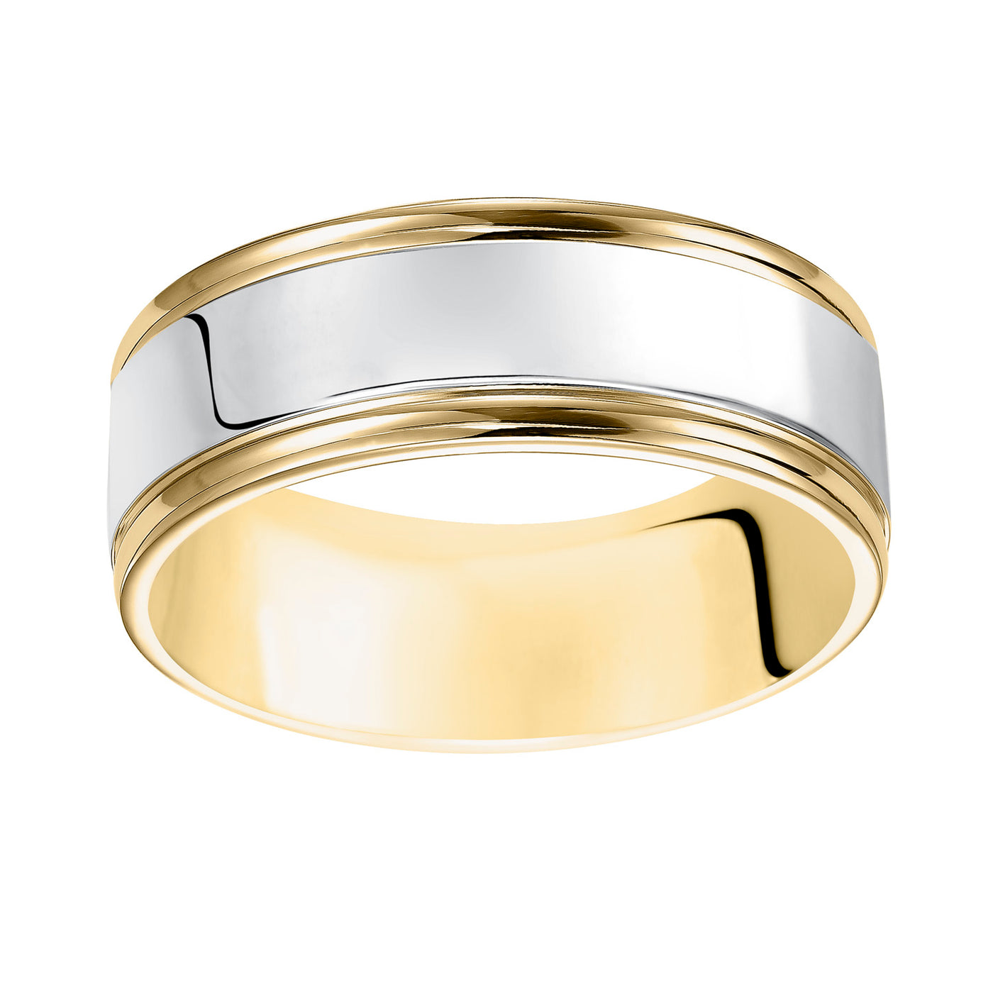 White and Yellow Gold 8mm Men's Wedding Band