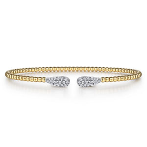 14K Yellow Gold Bujukan Diamond Teardrops Bangle