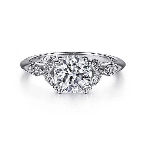 Celia - 14K White Gold Round Diamond Engagement Ring (setting only)