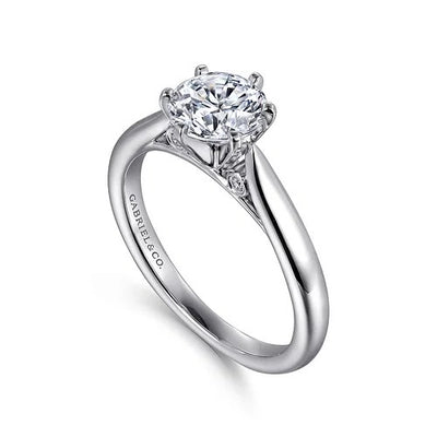 Cassie - 14K White Gold Round Diamond Engagement Ring (Setting Only)