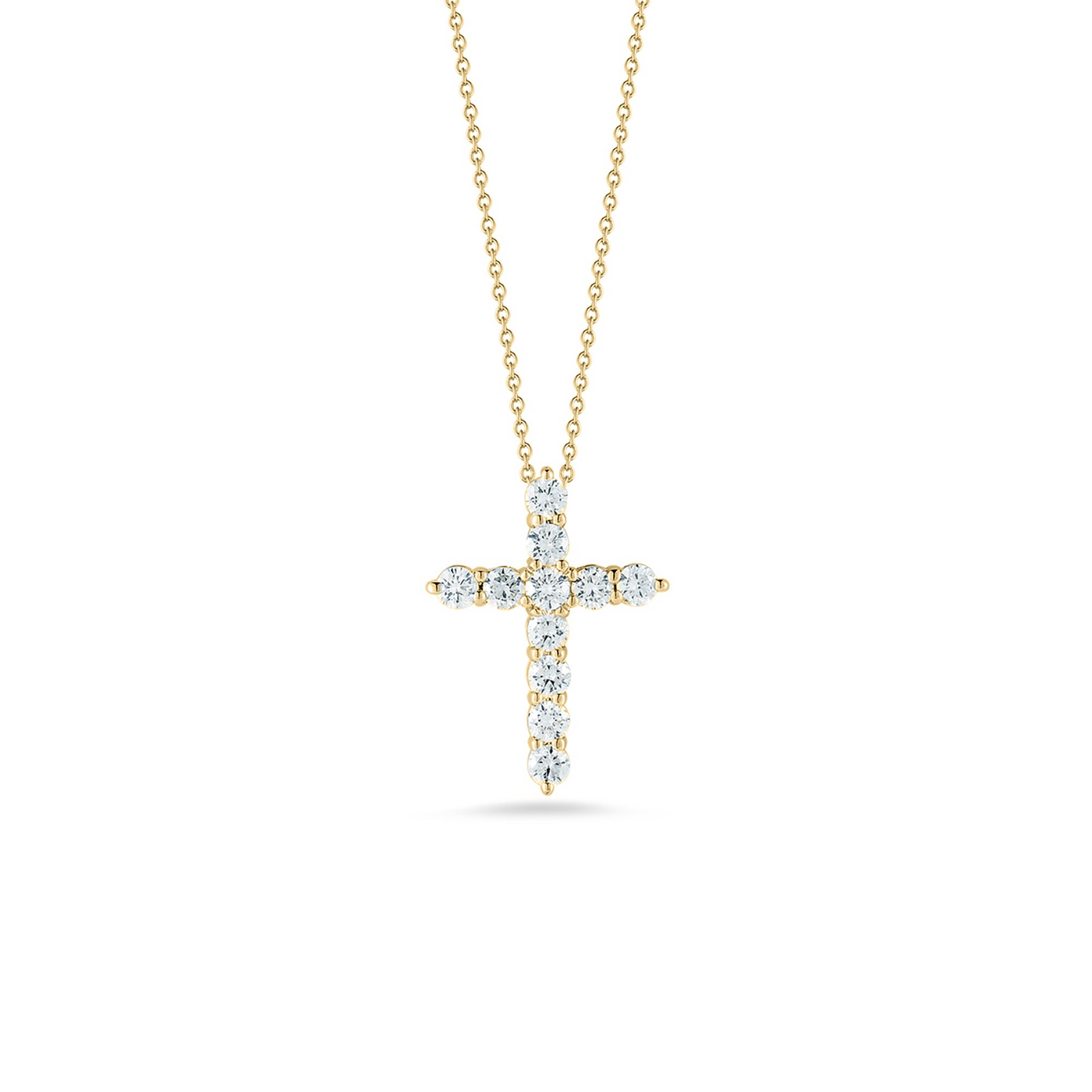 18K YELLOW GOLD TINY TREASURE DIAMOND CROSS NECKLACE