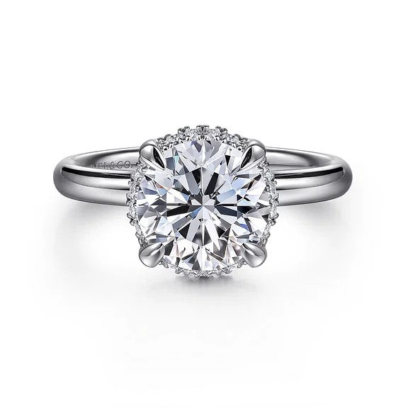 Symphony - 14K White Gold Round Hidden Halo Diamond Engagement Ring (Setting Only)