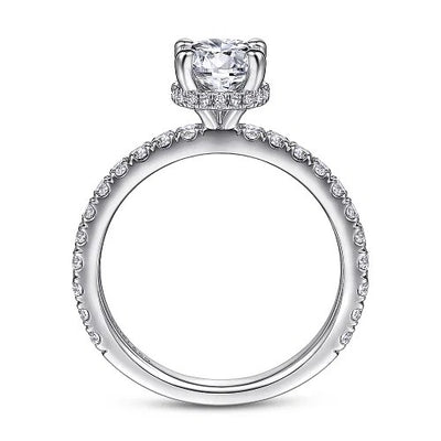 Alina - 14K White Gold Hidden Halo Round Diamond Engagement Ring (Setting Only)