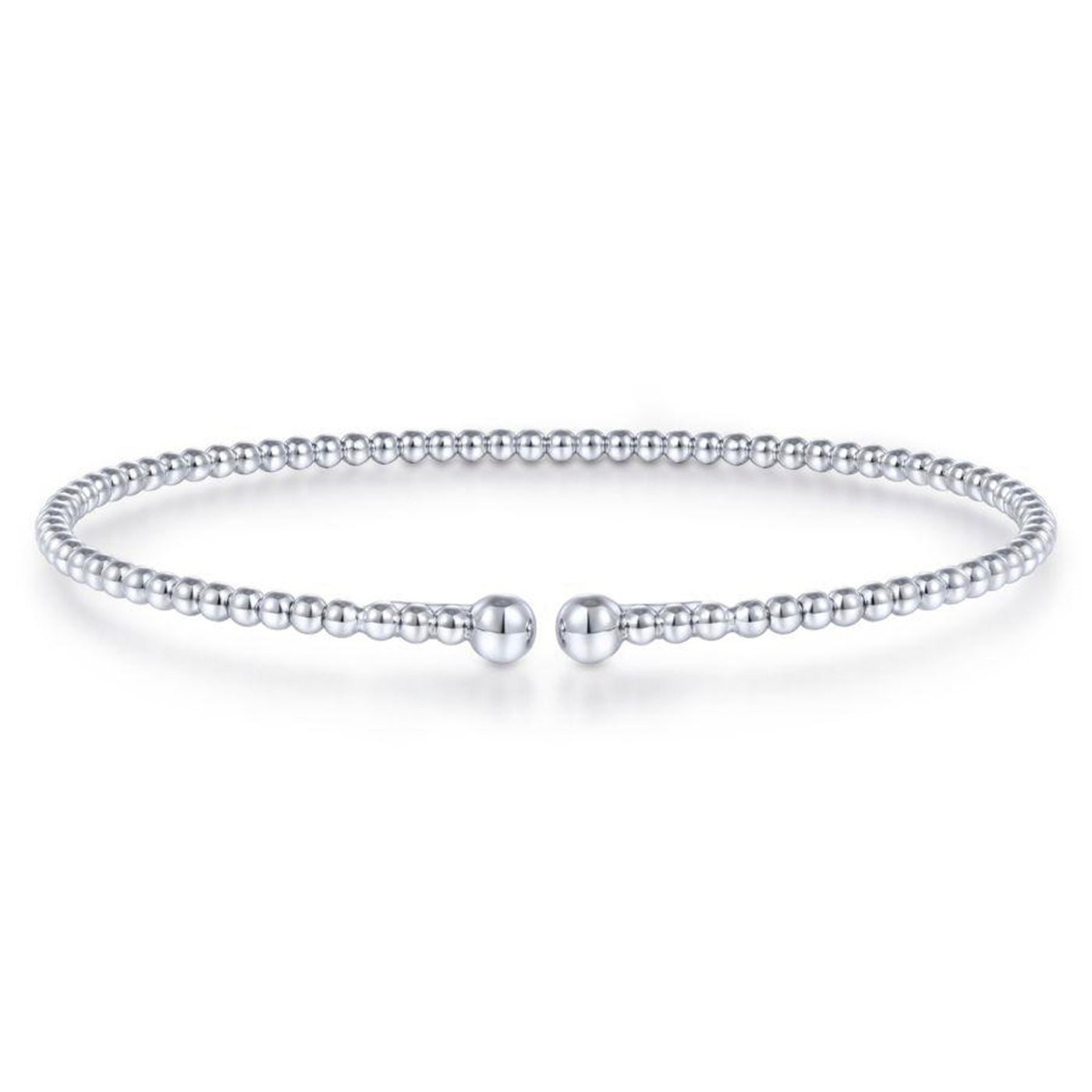 Split 14K White Gold Beaded Bujukan Bangle