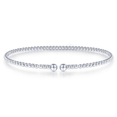 Split 14K White Gold Beaded Bujukan Bangle