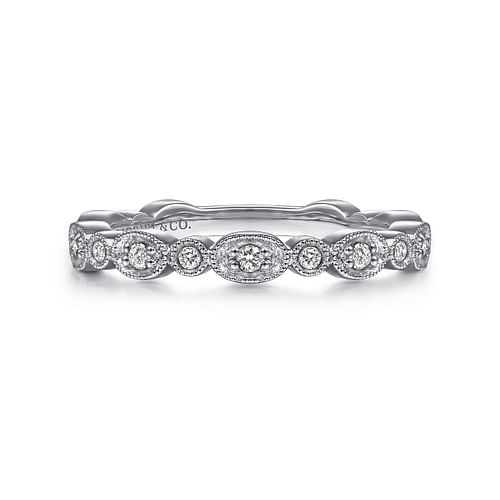 14K White Gold Quilted Pattern Stackable Ring