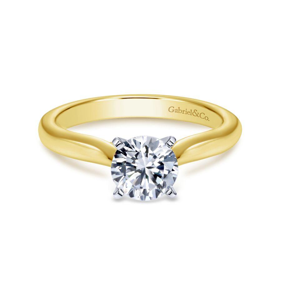 14K WhiteYellow Gold Round Diamond Engagement Ring