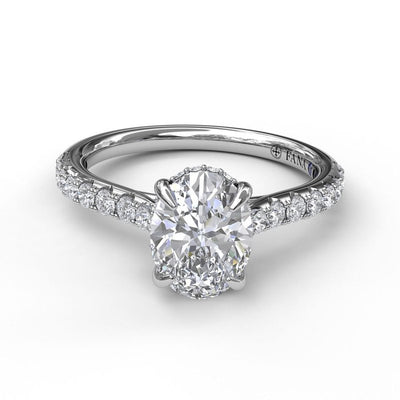 Classic Oval Cut Solitaire With Hidden Halo